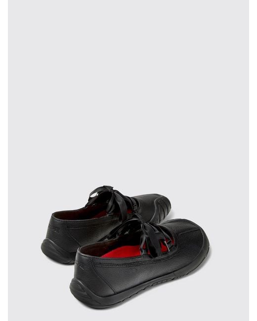 Camper Black Peu Path+ Leather Ballet Flats By