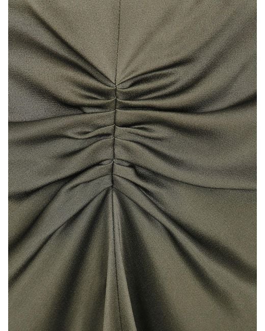 Victoria Beckham Gray High-Waisted Ruched Midi Pencil Skirt