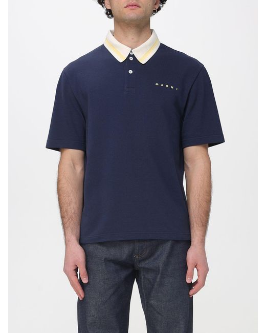 Marni Blue Cotton Polo for men