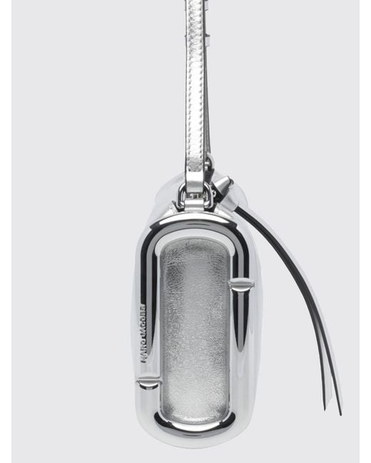 Marc Jacobs White The Scene Small Laminated Leather Shoulder Bag With Double J Logo