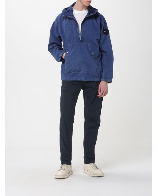 Stone Island Blue Cotton Cargo Trousers for men