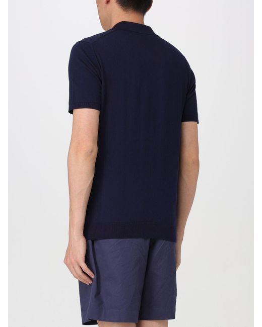 Polo Serafino in maglia di cotone di Roberto Collina in Blue da Uomo