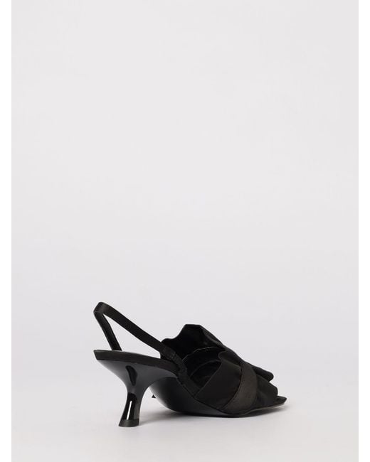 Versace Jeans Couture Black Satin Sandals With Baroque Buckle