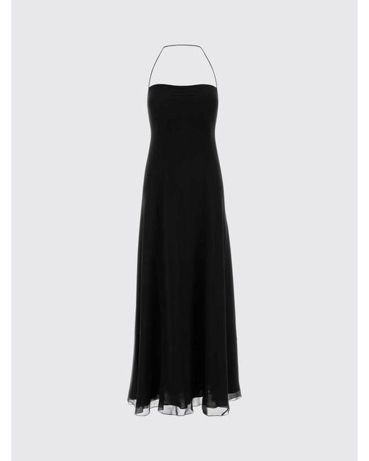 The Row Black Javier Silk Halterneck Gown With Flared Skirt