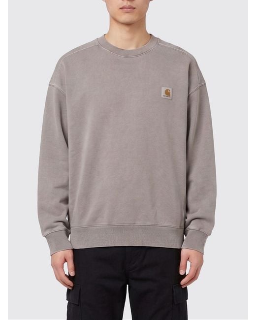 Carhartt Gray Cotton Crewneck Sweatshirt With Logo for men