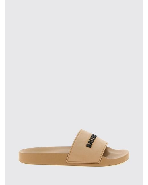 Balenciaga Natural Pool Tpu Slides With Contrasting Lettering Logo