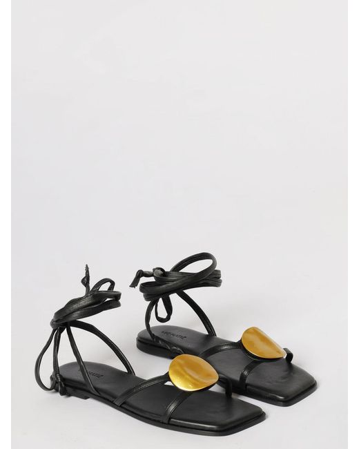Vic Matié Black Vic MatiÉ Leather Sandals With Metal Plate