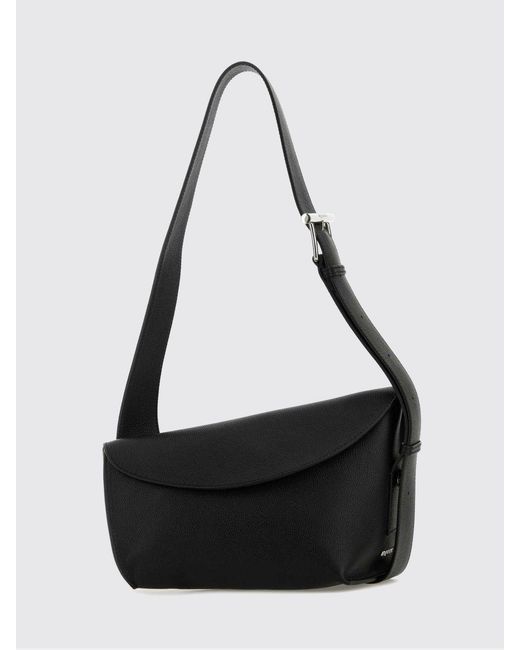 McQueen Black Sling T-Bar Asymmetric Calf Leather Shoulder Bag for men