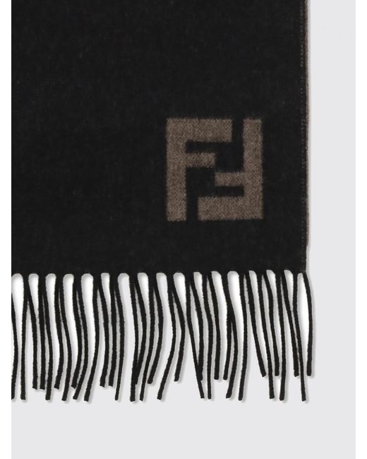 Fendi Black Ff Double-Face Wool Scarf for men
