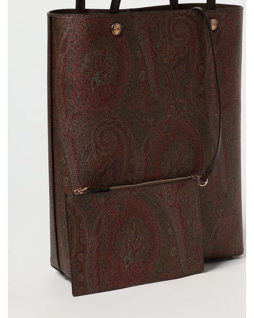 Etro Brown Essential Paisley Print Coated Cotton And Leather Bag for men