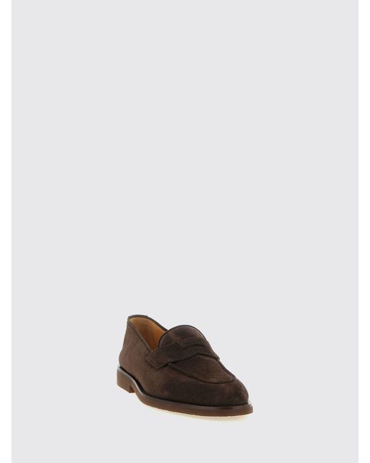 Brunello Cucinelli White Suede Calfskin Penny Loafers With Rubber Sole for men