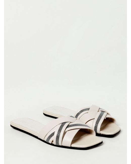 Brunello Cucinelli White Flat Sandals