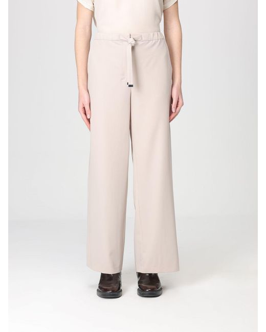 Max Mara Natural Virgin Wool Trousers With Drawstring