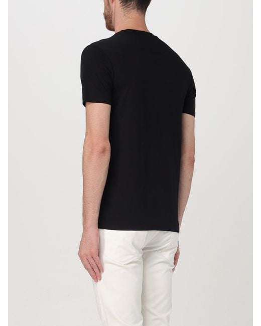 Emporio Armani Black Cotton Crew Neck T-Shirt for men