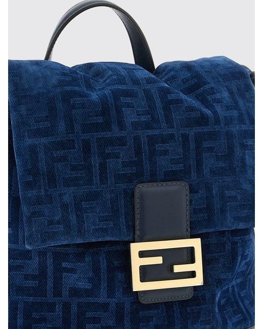 Fendi Blue Ff Monogram Backpack