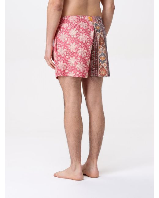 Etro Red Double-Pattern Swim Shorts for men