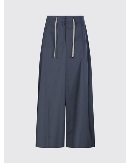 Max Mara Blue Cotton Cropped Trousers