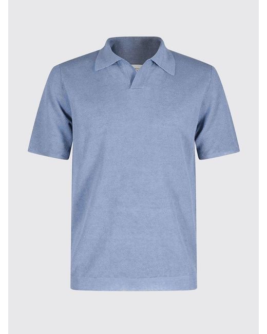 Roberto Collina Blue Linen Polo Shirt for men