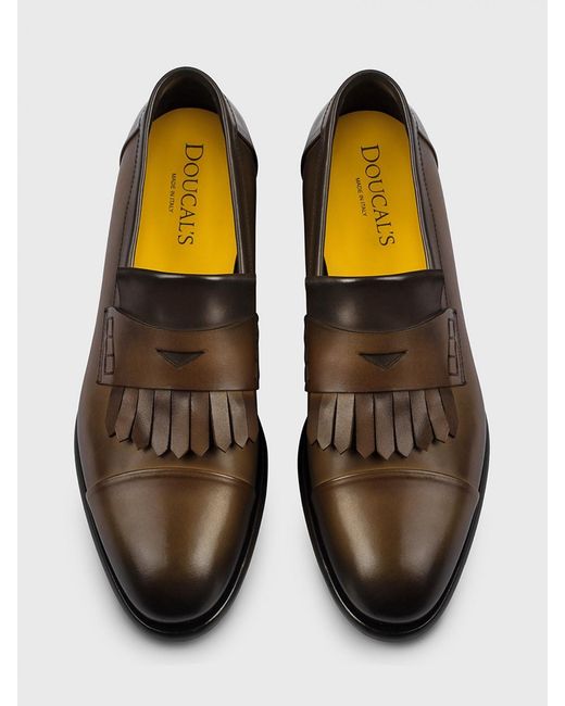 Doucal's White Leather Loafers for men