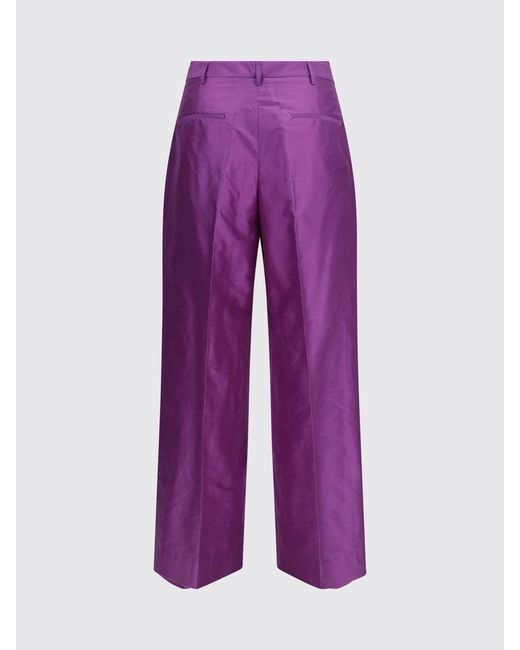 Sara Roka Purple Wide Silk Trousers
