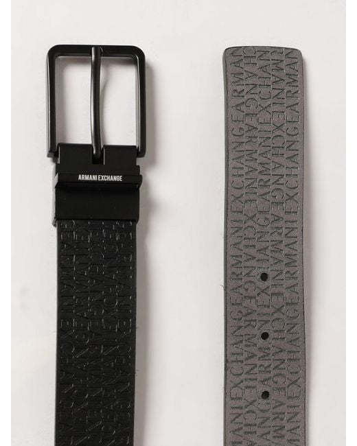 ARMANI EXCHANGE Blue Reversible Classic Belt With All-Over Logo for men