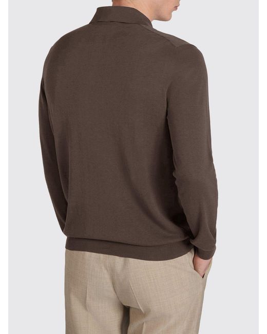 Zanone Brown Cotton And Silk Knit Polo Shirt for men