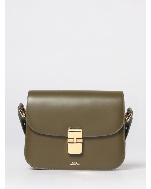 A.P.C. Gray Grace Small Leather Bag