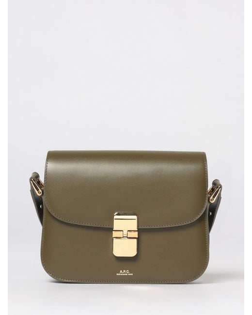 A.P.C. Gray Grace Small Leather Bag