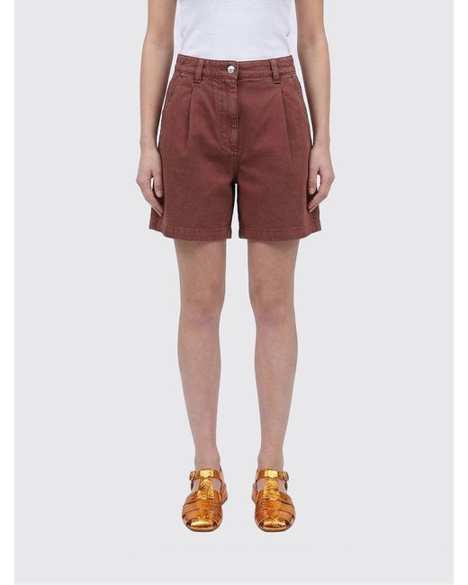 Brunello Cucinelli Red Cotton And Linen Blend Shorts