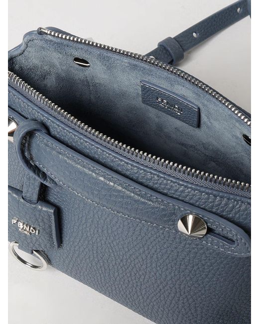 Fendi Blue By The Way Grained Calfskin Mini Bag With Removable Handles
