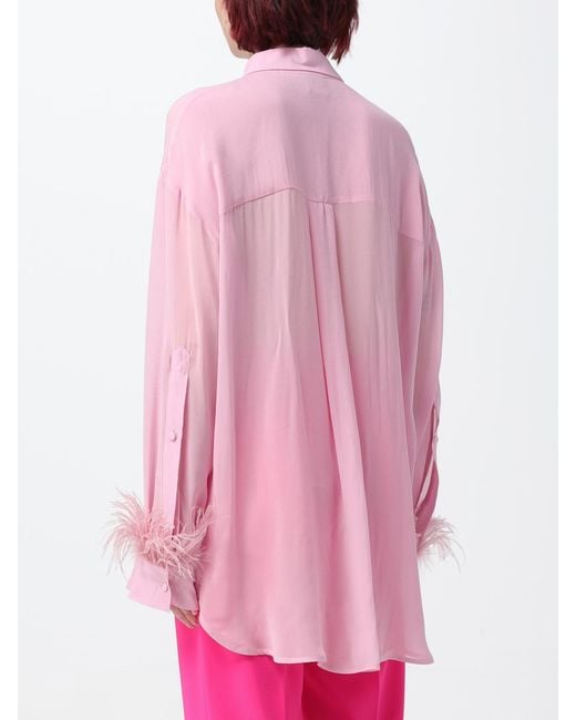 Pinko Pink Semi-sheer Long-sleeved Georgette Shirt
