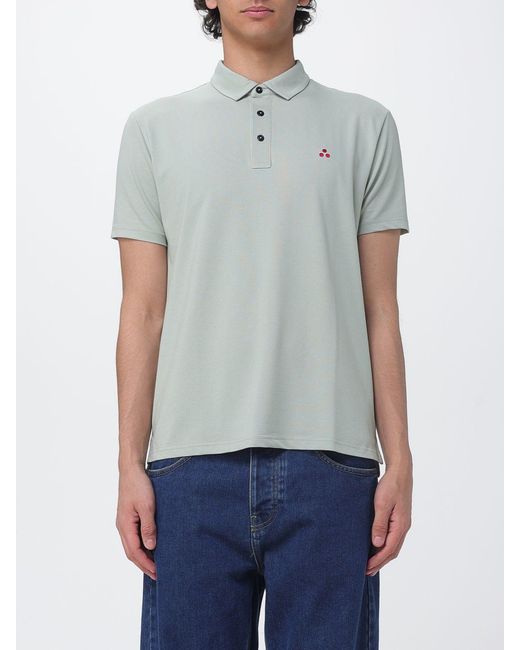 Peuterey Blue Cotton And Silk Blend Polo Shirt for men