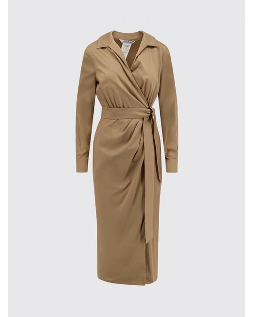 Max Mara Natural Cotton Blend Midi Wrap Dress