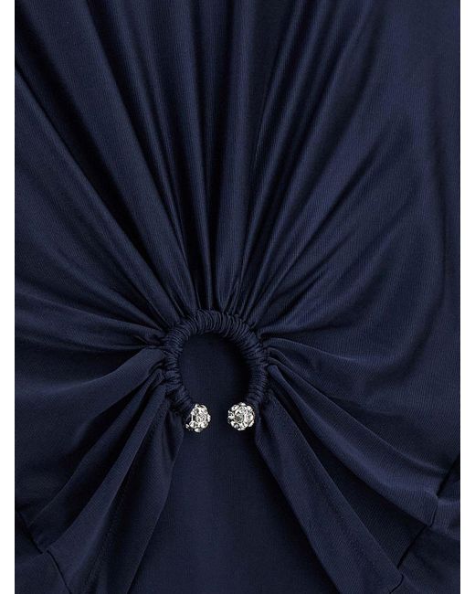 Rabanne Blue Viscose Crop Top