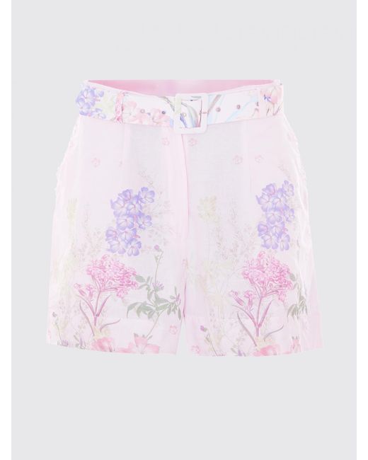 Charo Ruiz Pink Ibiza Floral Print High-Waisted Cotton Blend Shorts