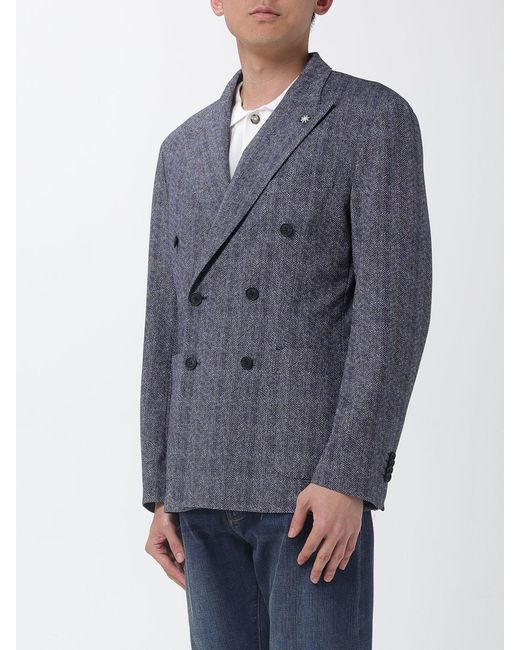 Manuel Ritz Blue Double-Breasted Blazer for men