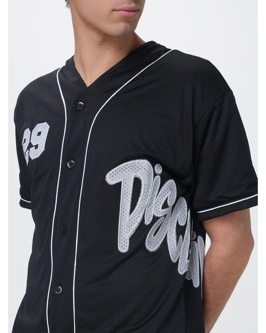 DISCLAIMER Black Mesh Shirt With Logo for men