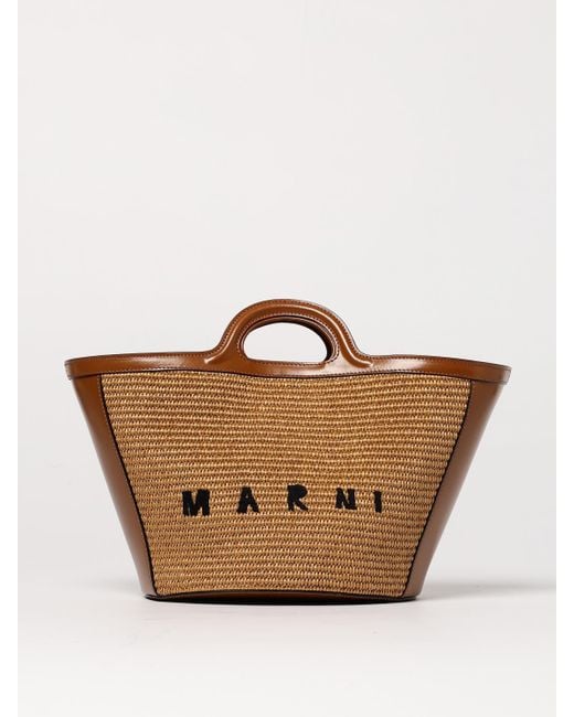 Borsa A Mano Tropicalia A Secchiello di Marni in Brown