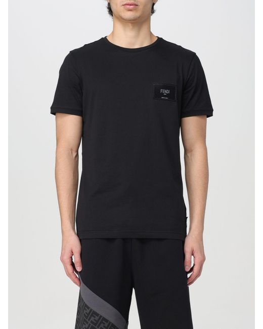 Fendi T-Shirt Mit Logoaufnäher in Black für Herren