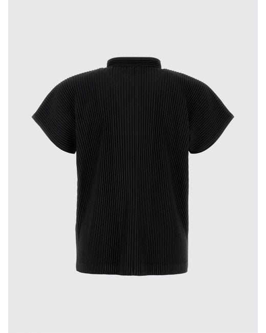 Homme Plissé Issey Miyake Black Homme Plissé Issey Miyake Pleated Short-Sleeve Shirt With Mandarin Collar for men