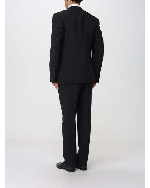 Emporio Armani Black Single-Breasted Virgin Wool Suit for men