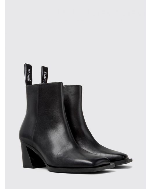 Camper Black Karole Leather Ankle Boots