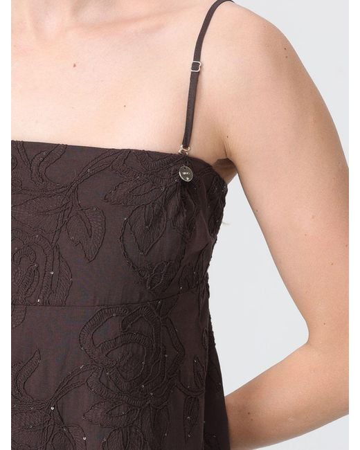 Liu Jo Brown Cotton Dress With Embroidery And Sequins