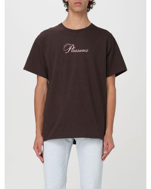 T-shirt in cotone con logo stampato di Pleasures in Black da Uomo