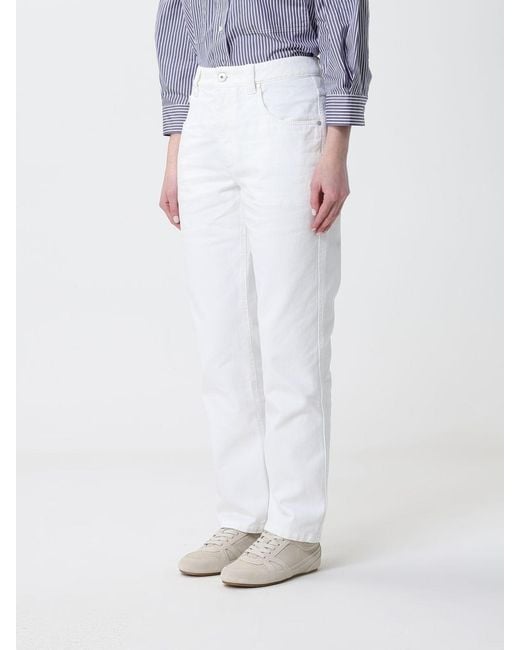 Brunello Cucinelli White Cotton Denim Straight Jeans