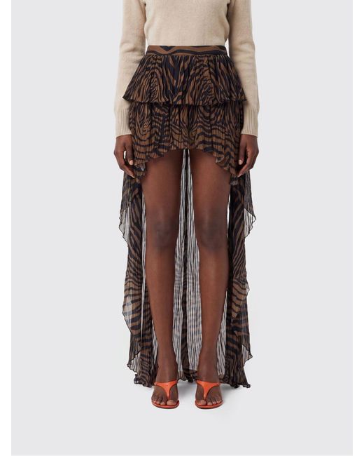 Blumarine Brown Printed Viscose Asymmetric Skirt