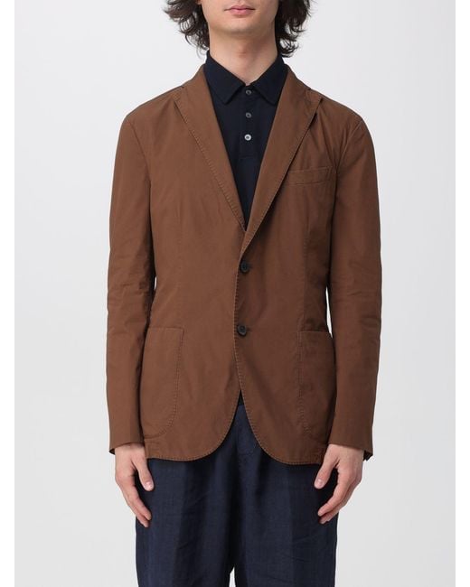 Boglioli Brown Jersey Single-Breasted Blazer for men