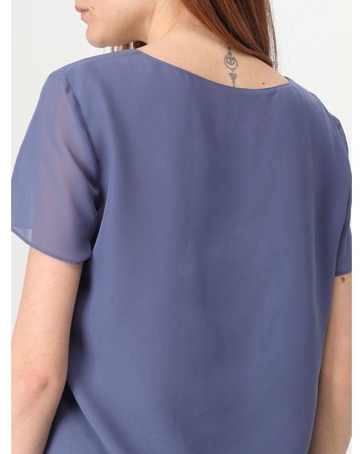 Emporio Armani Blue Pleated Vneck Blouse