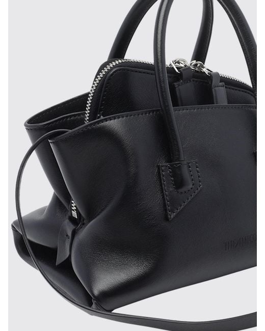 The Attico Black La Passeggiata Asymmetrical Smooth Calfskin Mini Handbag