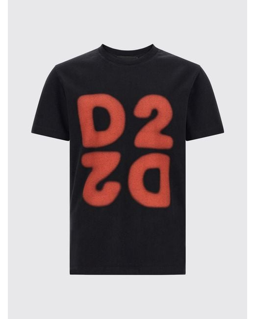 DSquared² Blue Slim Fit Short-Sleeved Cotton T-Shirt With Printed Logo for men